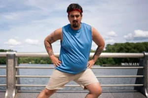 Front view man exercising outdoors