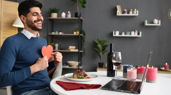 Young adult enjoying virtual date