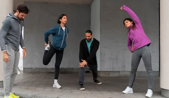 Full shot latin people training outdoors-healthy energy diet