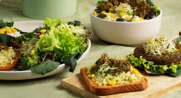 Delicious veggie dishes still life