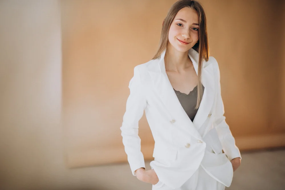 A woman in a blazer