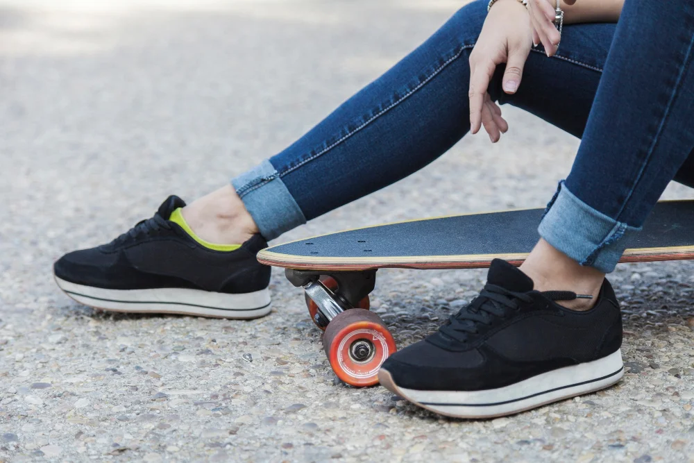 Close-up of slip-on sneakers