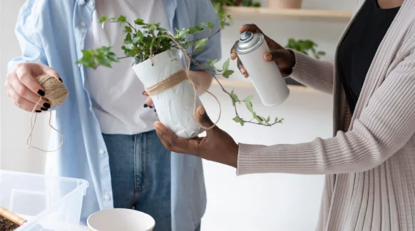 Women having a sustainable garden indoors-diy crafts for home decor