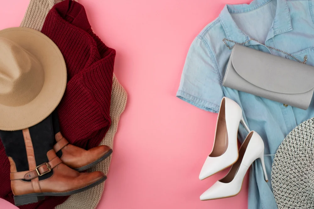 Flat lay of summer women office wear