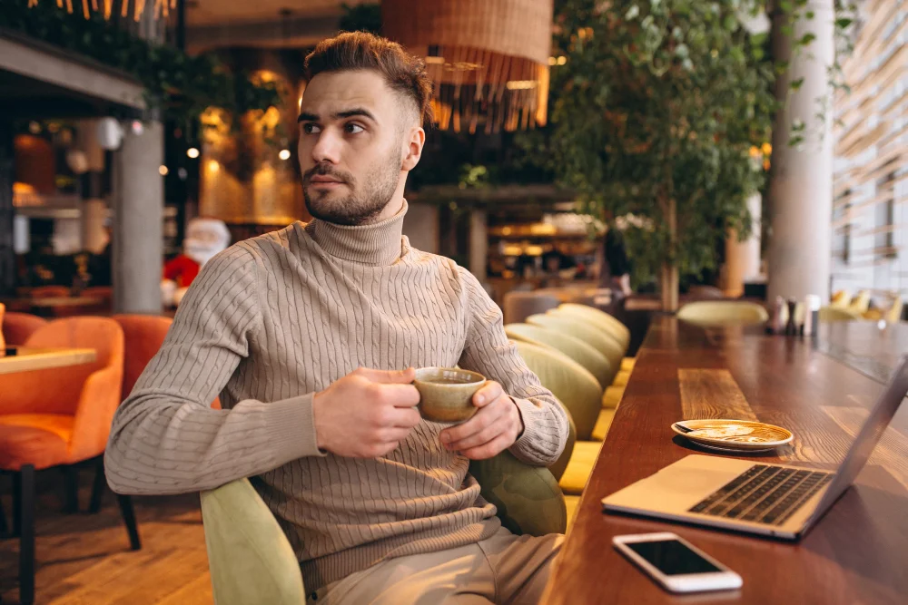 Man wearing a winter casual dinner outfit