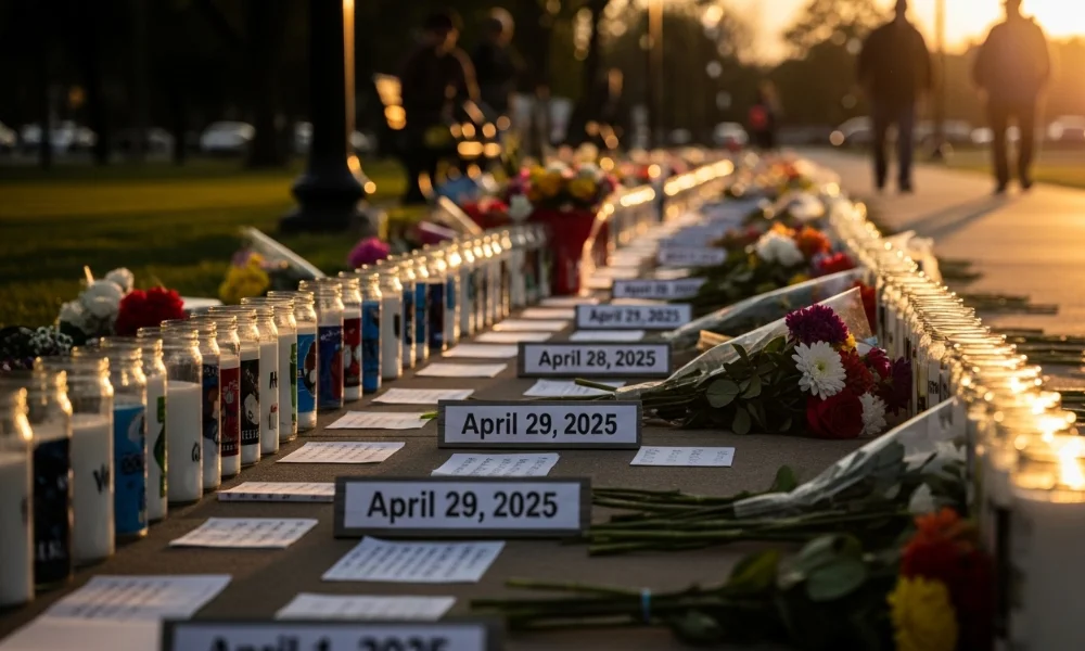 Memorial candles and flowers marking key moments after the YNOT crash in Chatham