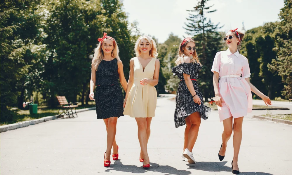 Models walking runway in light, colorful spring