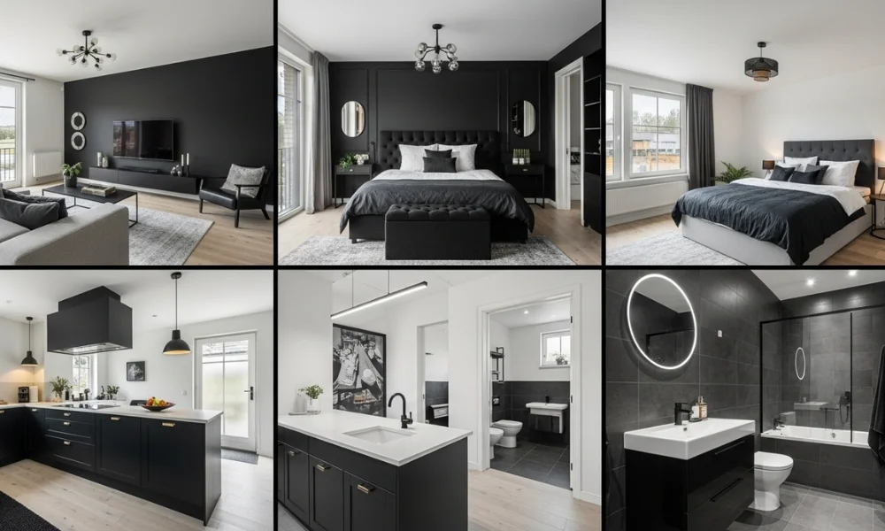 Modern black décor ideas for living, bedroom, kitchen