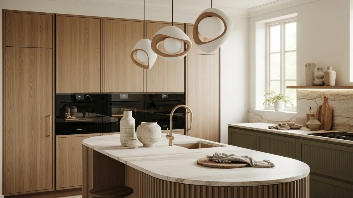 Modern kitchen decor ideas 2025 blending warm colours