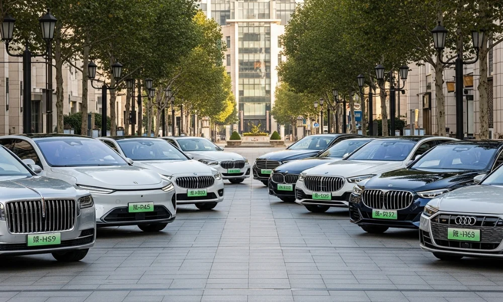 Premium Chinese luxury sedans display