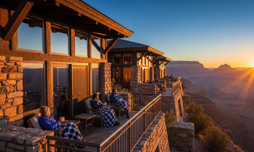 Sunset balcony at Grand Canyon lodge