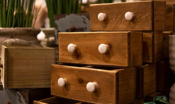 Closeup wooden boxes for the house home decor detail