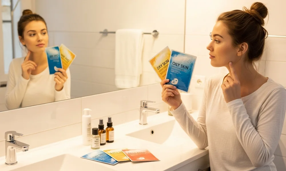 Woman choosing sheet masks