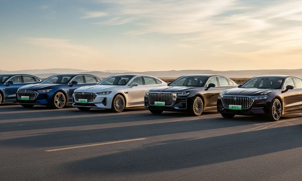 luxury cars lined up outdoors