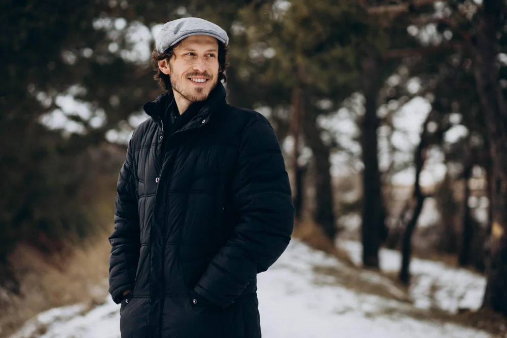 man wearing puffer jacket outdoor