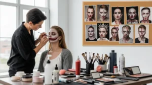 zombie makeup ideas being applied by artist