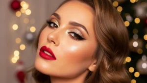 Christmas makeup ideas with glitter