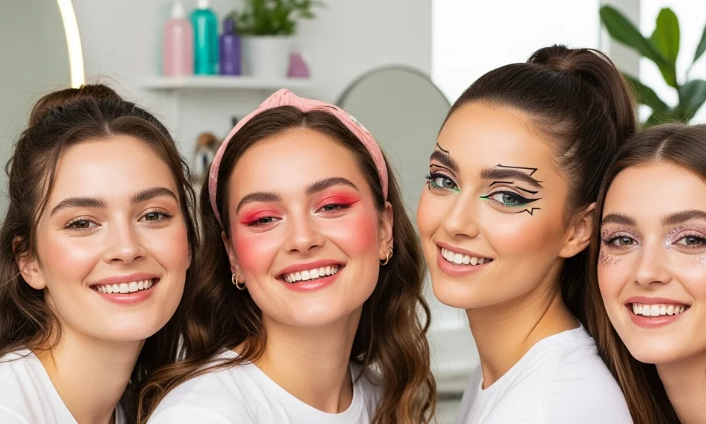 Four women with different makeup looks