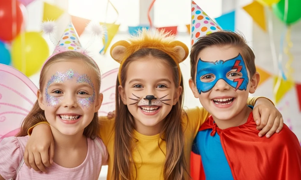Kids in costumes with face paint