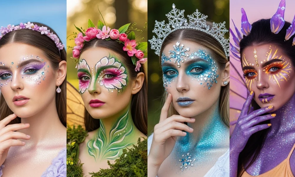 Women with creative fantasy makeup