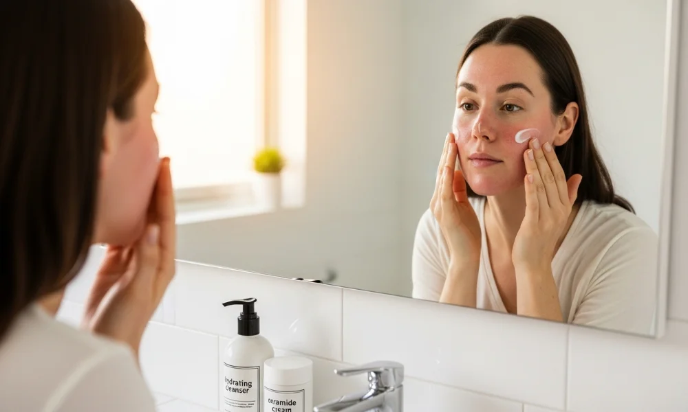 womanapplying good skincare product